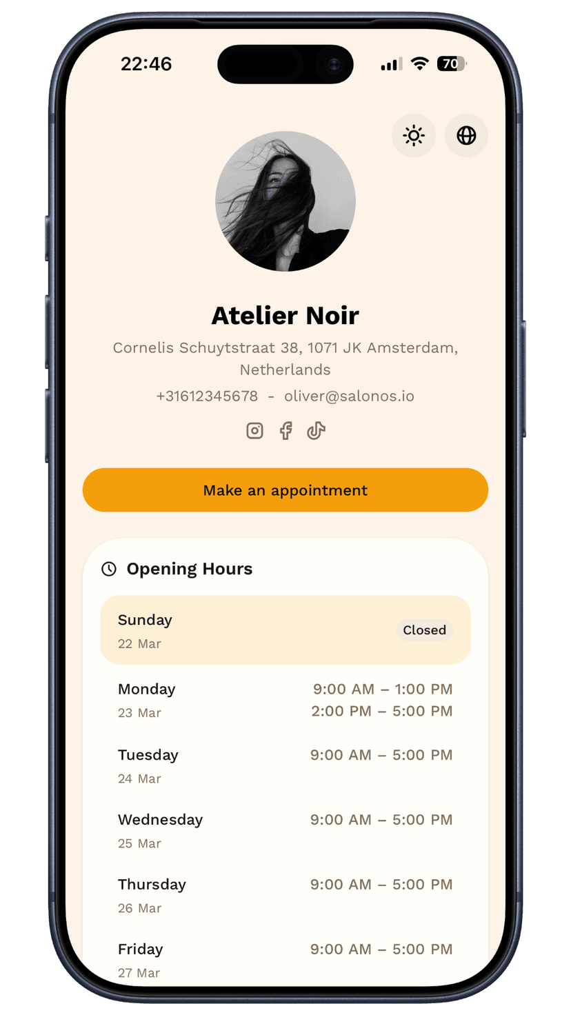 Amber booking page