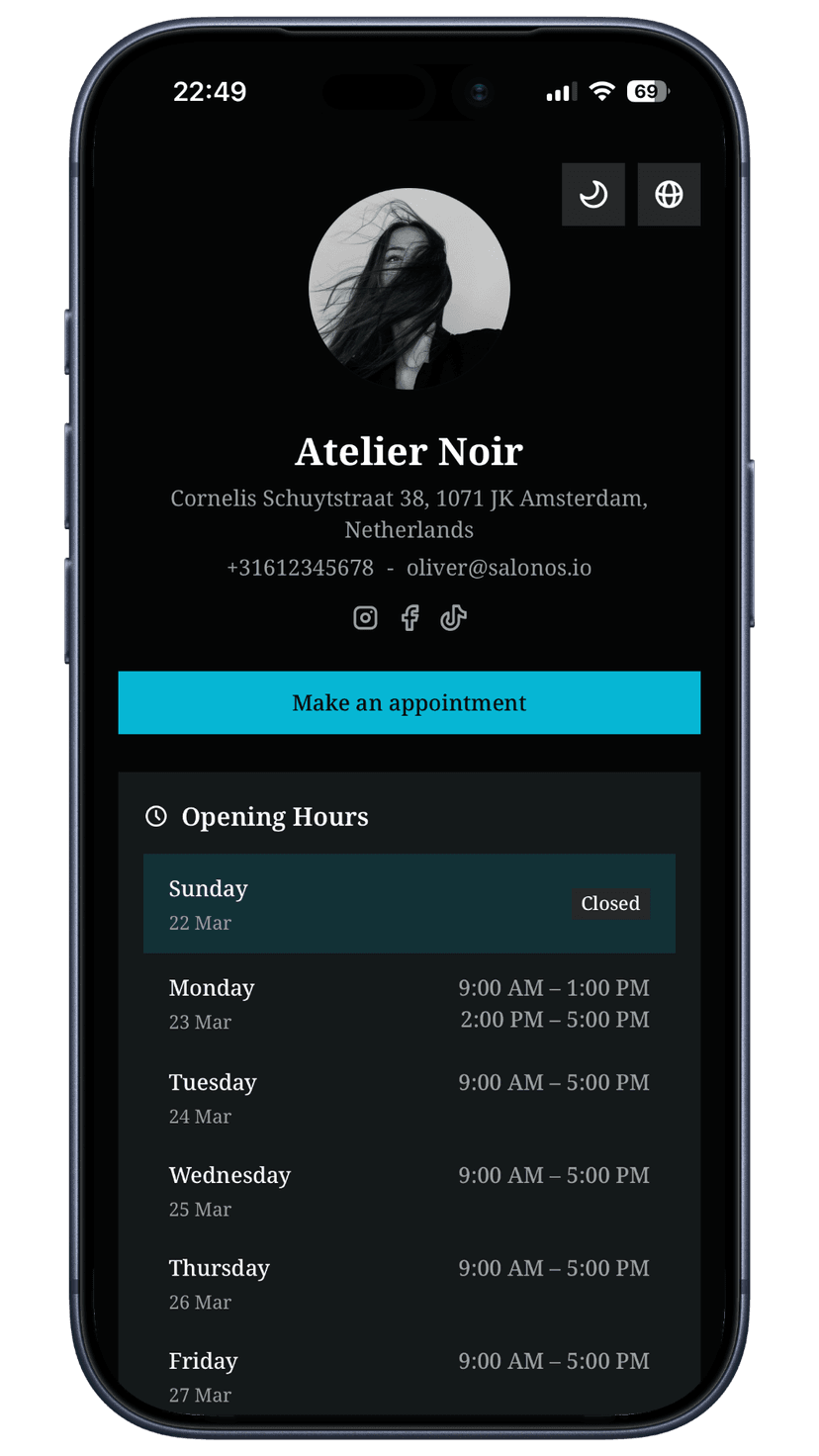 Cyan booking page