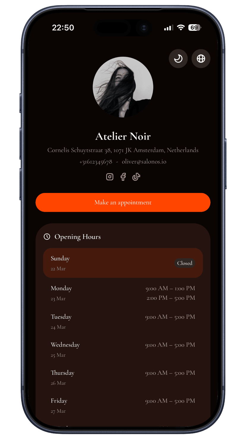 Red-orange booking page