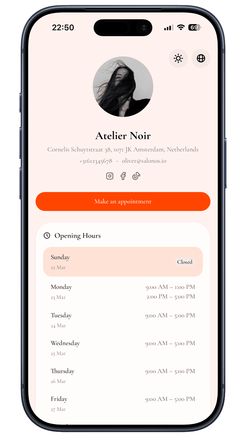 Red-orange booking page