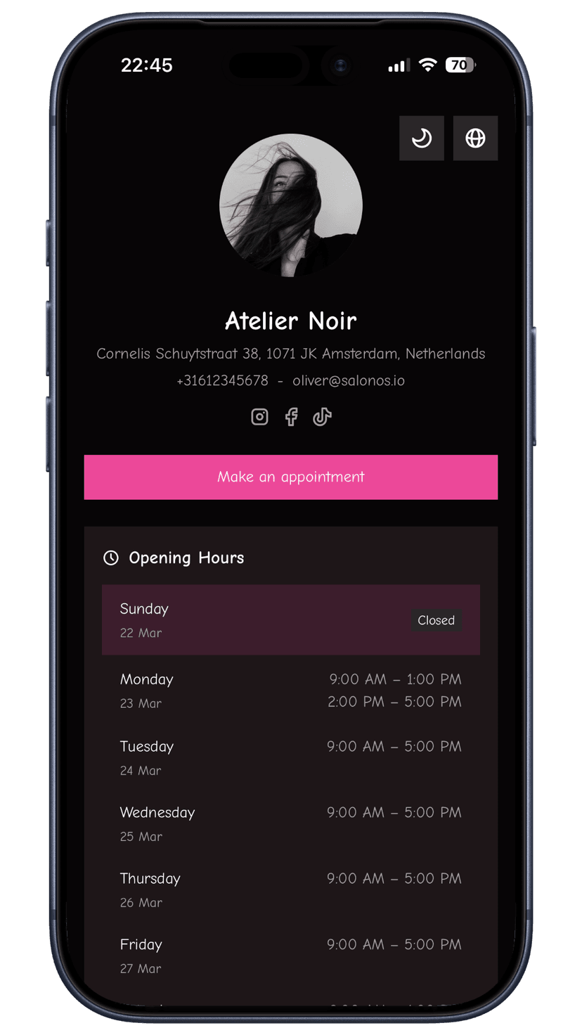 Rose booking page