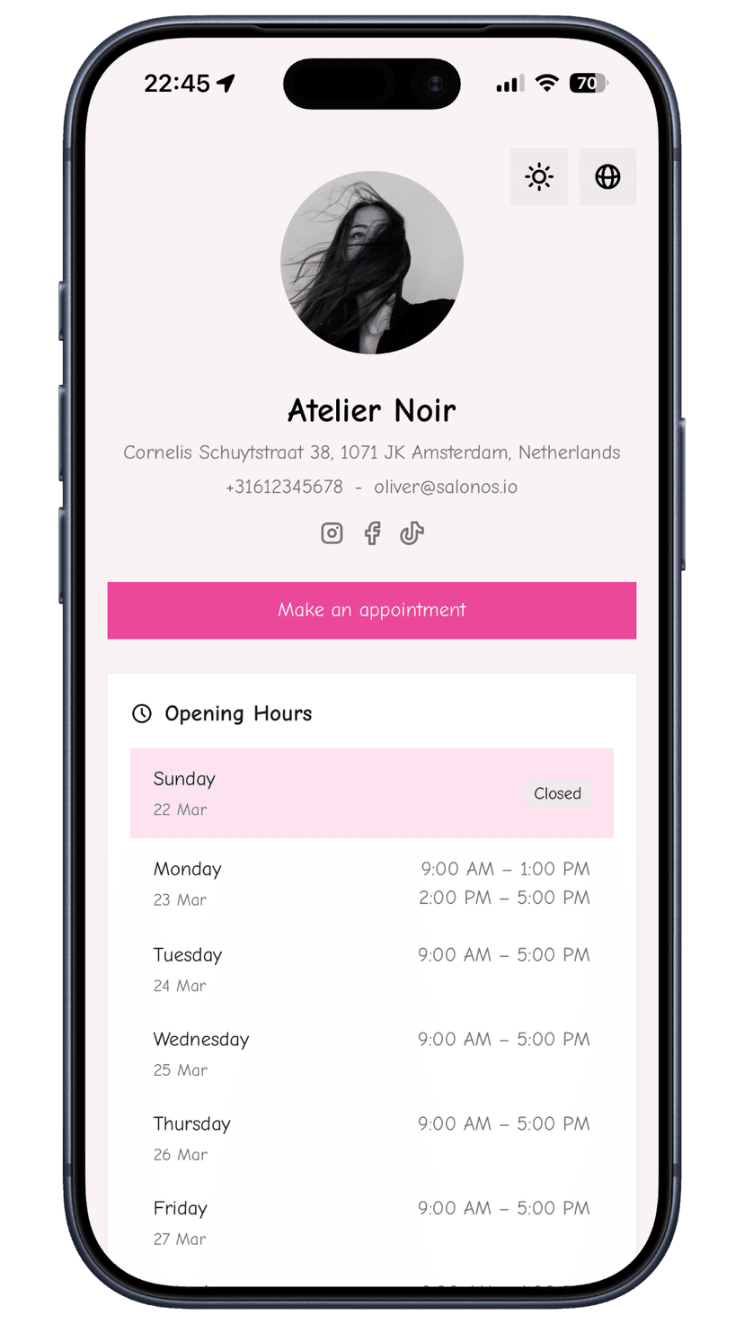 Rose booking page