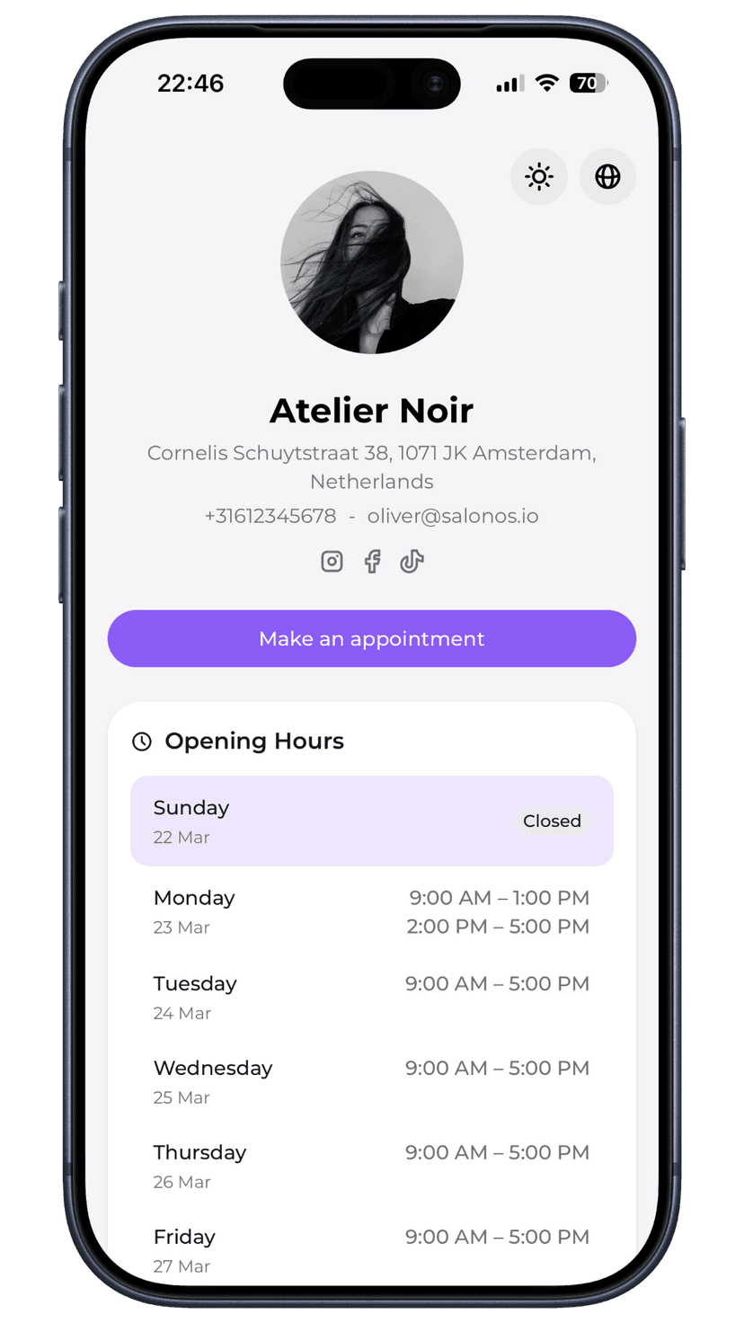 Violet booking page